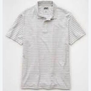 American Eagle Outfitters Gray Striped Polo Shirt size m